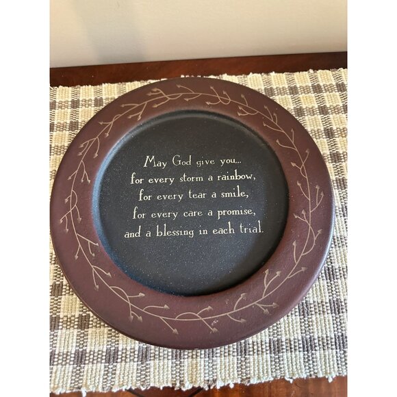 Decorative Barbara Floyd Inspirational Plate Blessing Quote & Vine Rustic Primit - Picture 1 of 7